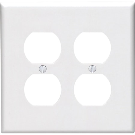 Leviton Mid-Way 2-Gang Smooth Plastic Outlet Wall Plate, White 002-80516-00W